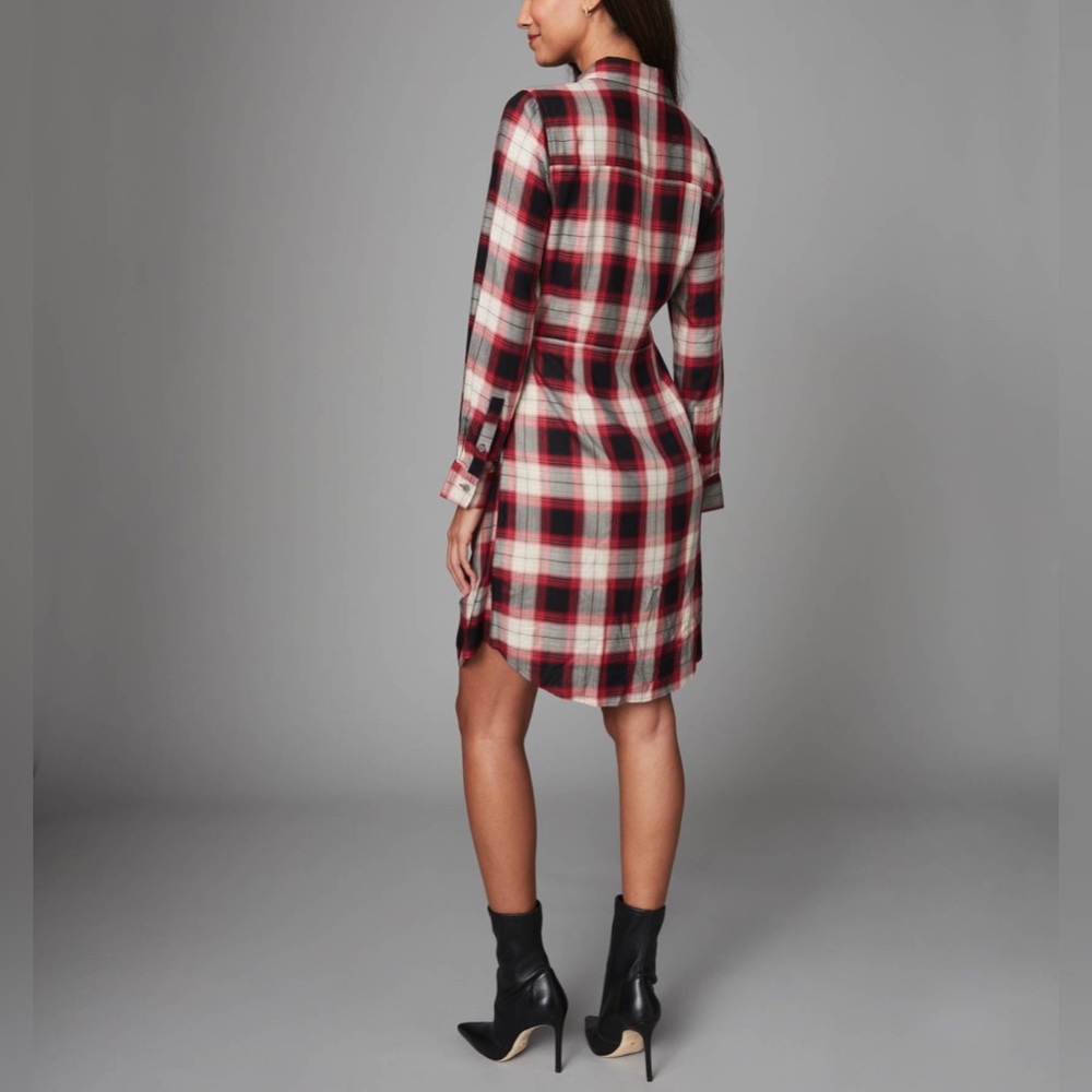 UNTUCKIt Plaid Rachel Wrap Dress in Red and Black Plaid, Size XS - Picture 2 of 15